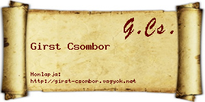 Girst Csombor névjegykártya